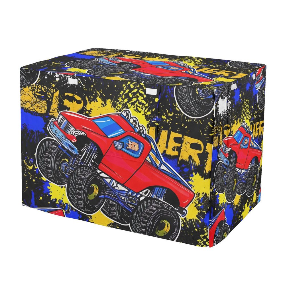 RPLIFE Dog Crate Cover, Cute Cartoon Truck, Windproof, UV-Resistant, Size S