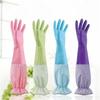 MZYFDC Long Thick Waterproof Rubber Cleaning Gloves, Green view 3