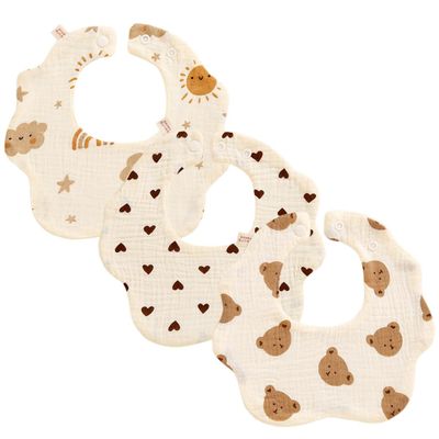 WUYJI Baby Bibs, 3-Piece Cotton Bandana Bib Set