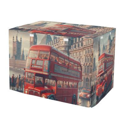 RPLIFE London Red Bus Dog Crate Cover, S-XL, Breathable, Roll-Up Sides, Helps Reduce Barking, Size XL