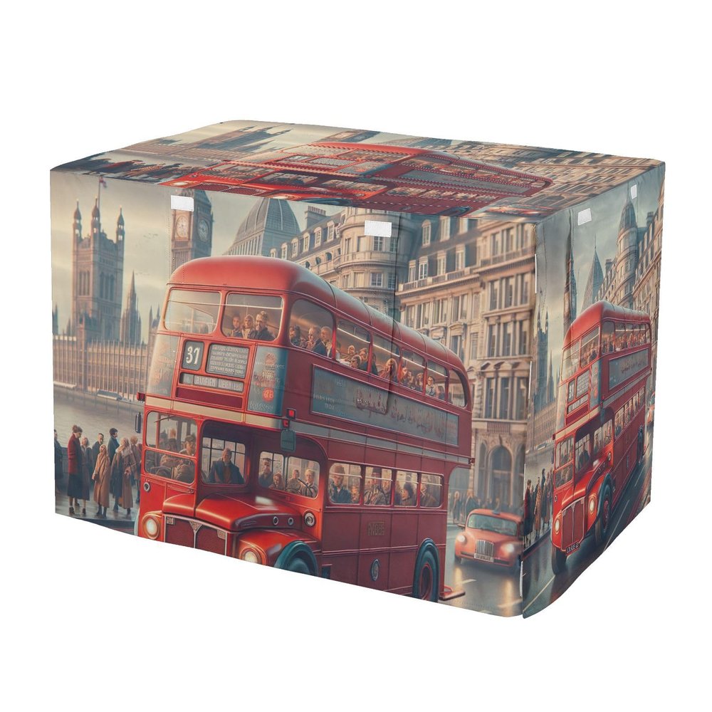 RPLIFE London Red Bus Dog Crate Cover, S-XL, Breathable, Roll-Up Sides, Helps Reduce Barking, Size XL