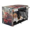 RPLIFE London Red Bus Dog Crate Cover, S-XL, Breathable, Roll-Up Sides, Helps Reduce Barking, Size XL view 2
