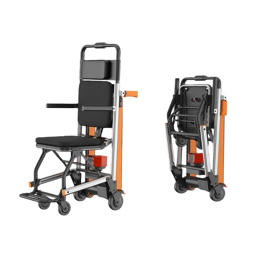 Foldable Electric Stair-Climbing Wheelchair Trolley, Aluminum Alloy, 100 kg Capacity, 8A