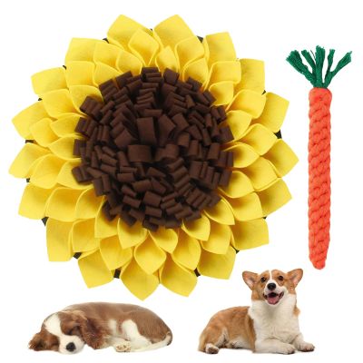 KEORHEZ Dog Snuffle Mat, Sunflower Design, Includes Puppy Chew Toy