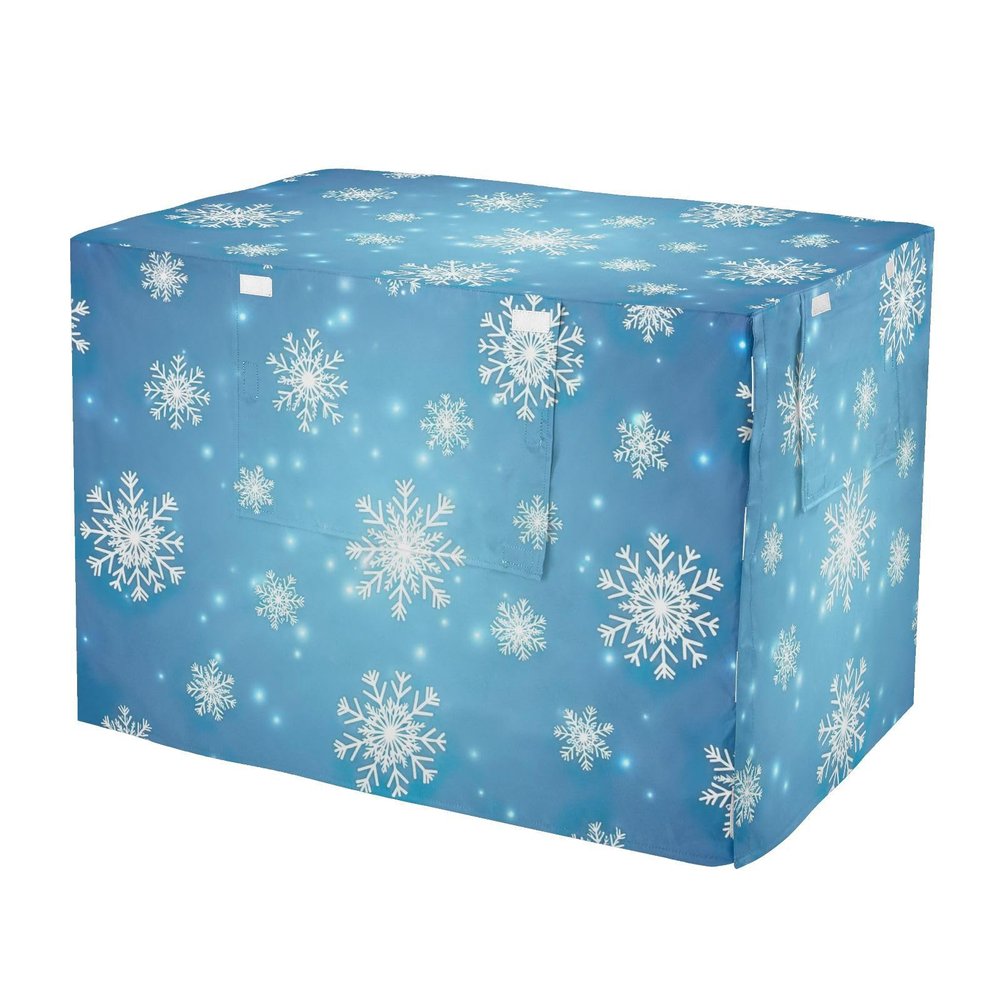 RPLIFE XL Dog Crate Cover with Snowflake Gradient, Mesh Windows, Water-Resistant, Blue