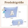 Personalized Blue Makeup Bag with Butterfly Fringe Initial Keychain for Women and Girls view 2