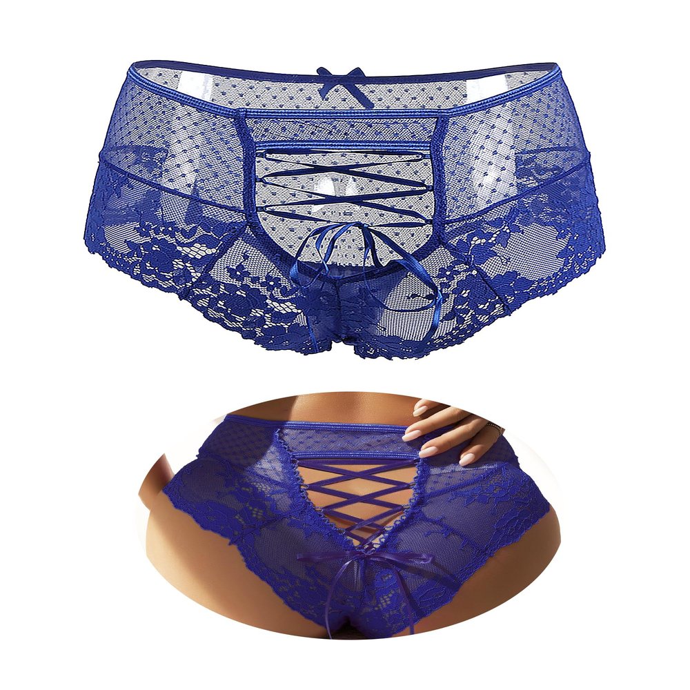 ohmydear Women's Blue Lace Panties 4XL