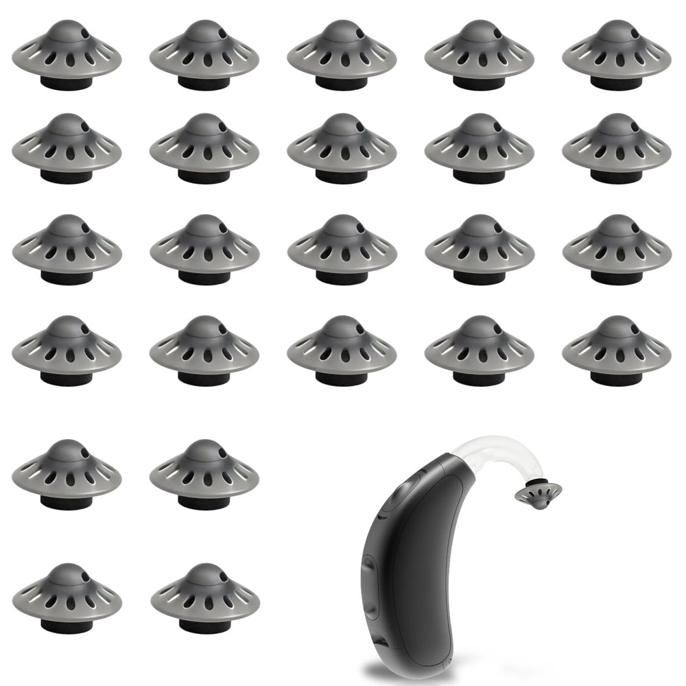 24-Pack 8 mm Soft Silicone Hearing Aid Domes, Compatible with Phonak, Signia, Oticon and Starkey