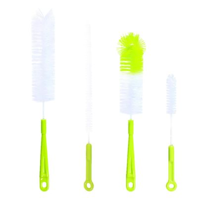 Nylon Bottle Brush with PP Handle, 4-Piece Set, Green