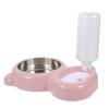 Pink PP and Stainless Steel Cat Feeder with Water Bottle view 1