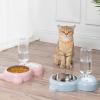 Pink PP and Stainless Steel Cat Feeder with Water Bottle view 4