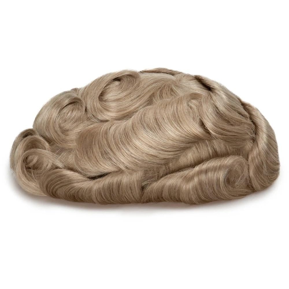 Men's Human Hair Toupee System, Thin Skin, Swiss Lace, Fine Hairline, Beige Blonde, 8" x 10"