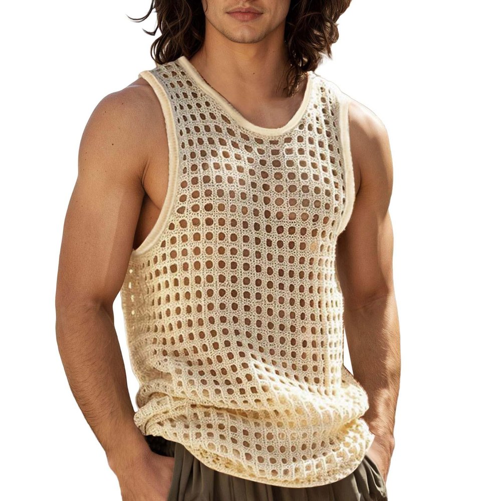 Men's Transparent Long-Sleeve Mesh Top