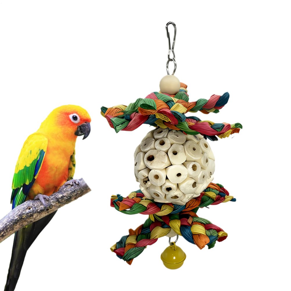 Generico Bird Chew Toy, Natural Wood with Bell for Parakeets