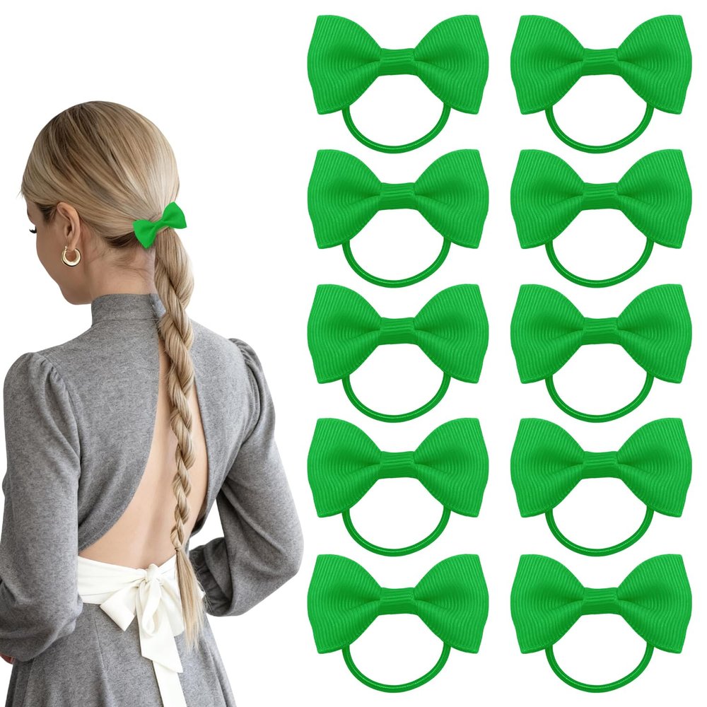ELNX 10-Piece Green Bow Scrunchies