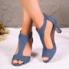 Nuqqichongtian Women's Wide H Heeled Sandals, Open Slingback Pumps, Blue, EU 39 view 2