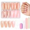 96 Coffin Press-On Nails, 4 Nude Shades, 10 Sizes, Full-Cover Breathable Fake Nails view 1