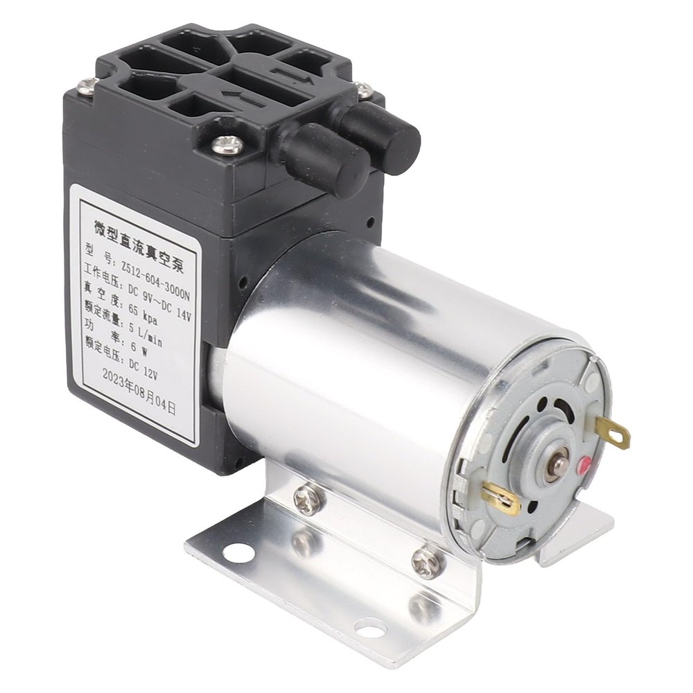 Yizisecce Mini Oillin Vacuum Pump, 12V DC, 65–120 kPa, 5 L/min, with Mounting Bracket
