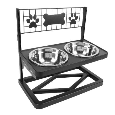 Fabater Sturdy Elevated Dog Feeder Stand, Height-Adjustable, with 2 Stainless Steel Bowls for All Breeds