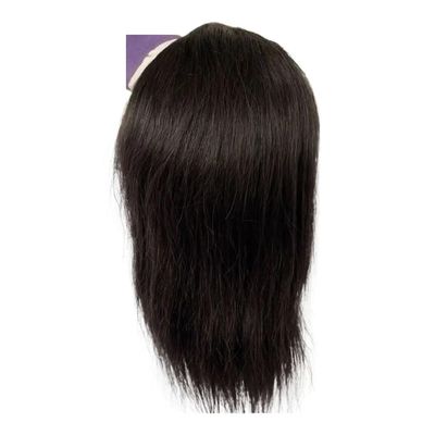 French Lace Front Men's Toupee, 12-Inch Human Hair Replacement System, Black