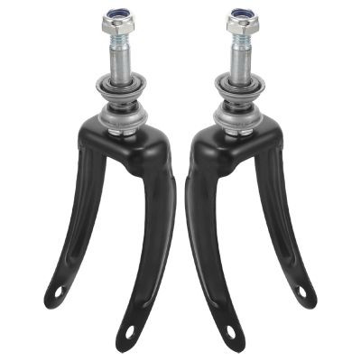 2-Piece Wheelchair Front Wheel Fork Brackets with Bearings, Black Metal