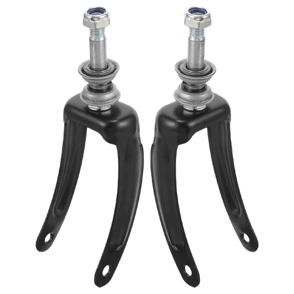 2-Piece Wheelchair Front Wheel Fork Brackets with Bearings, Black Metal