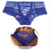 Women's Blue Lace Brazilian Brief High-Waisted Thong, Size S view 1