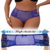 Women's Blue Lace Brazilian Brief High-Waisted Thong, Size S view 4