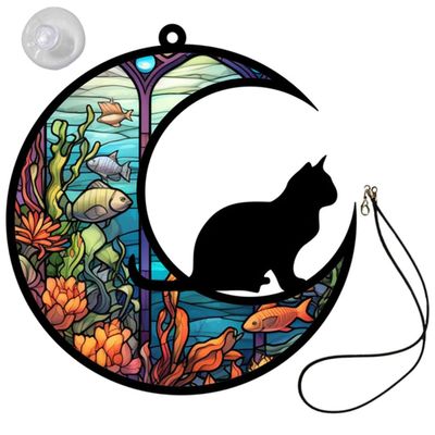 Supvox Acrylic Cat Moon Hanging Decoration