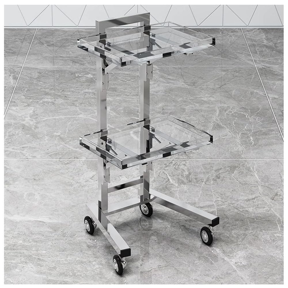 ERSINIAN Rolling Salon Tray Cart with Wheels, Foldable Serving Cart for Estheticians and Salons