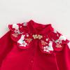 Red Festive Cotton Sleeveless Baby Bodysuit, 6–12 Months view 4