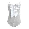 Qixiu Women's Lace Lingerie Set with Removable Collar and Garters, Blue, XL view 2