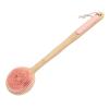 YUYTE Double-Sided Bath Brush with 17-Inch Bamboo Handle, Dense Nylon and Soft Silicone Bristles for Dry and Wet Brushing, Lymphatic Massage and Gentle Exfoliation (PINK) view 2