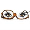 Disnace Makeup Glasses, Rotating Single-Lens Flip-Down Cosmetic Glasses for Women, Leopard Print, 2x view 1