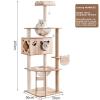 Wooden Cat House with Built-In Toys and Sisal Climbing Frame view 4