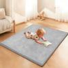 Nqexivo 2 cm Thick Baby Play Mat, 190 x 380 cm, Soft Coral Fleece Surface, Non-Slip Backing view 2