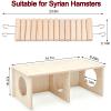 Hxiu 3-Chamber Hamster Hideout with Natural Wood Platform and Bridge view 2