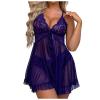 Women's Sexy Lingerie Lace Mesh Open Long Skirt, Purple, S view 1