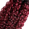 Jucames Curly Wave Human Hair Weave Bundles, 3-Pack, Ombre Black to Burgundy, 28/30/32 in view 4