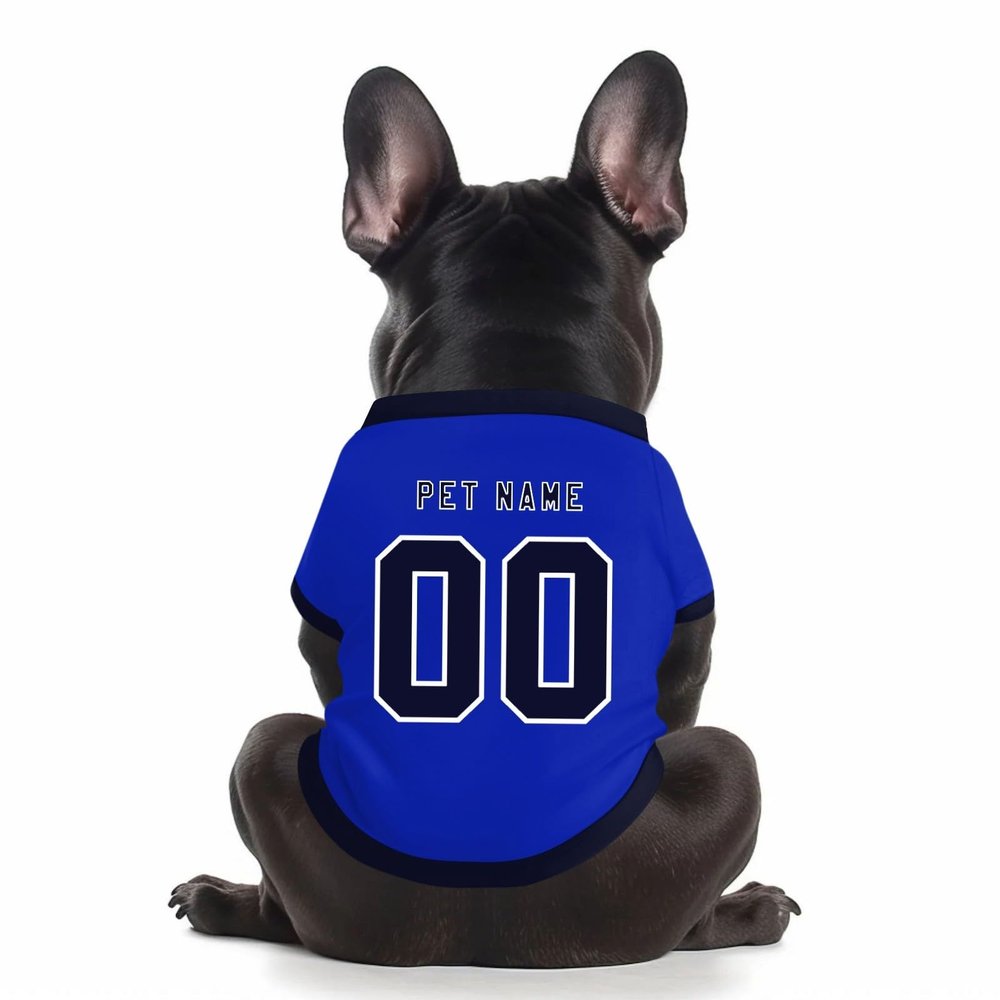 Personalized Pet Football Jersey, Custom Pet T-Shirts with Name/Number/Logo for Small to Medium Dogs/Cats 3-30KG (A-Blue)