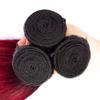 Jucames Body Wave Human Hair Weave Bundles, 3-Pack, Unprocessed Remy Double Weft, Ombre Black to Burgundy, 16/18/20 Inch view 4