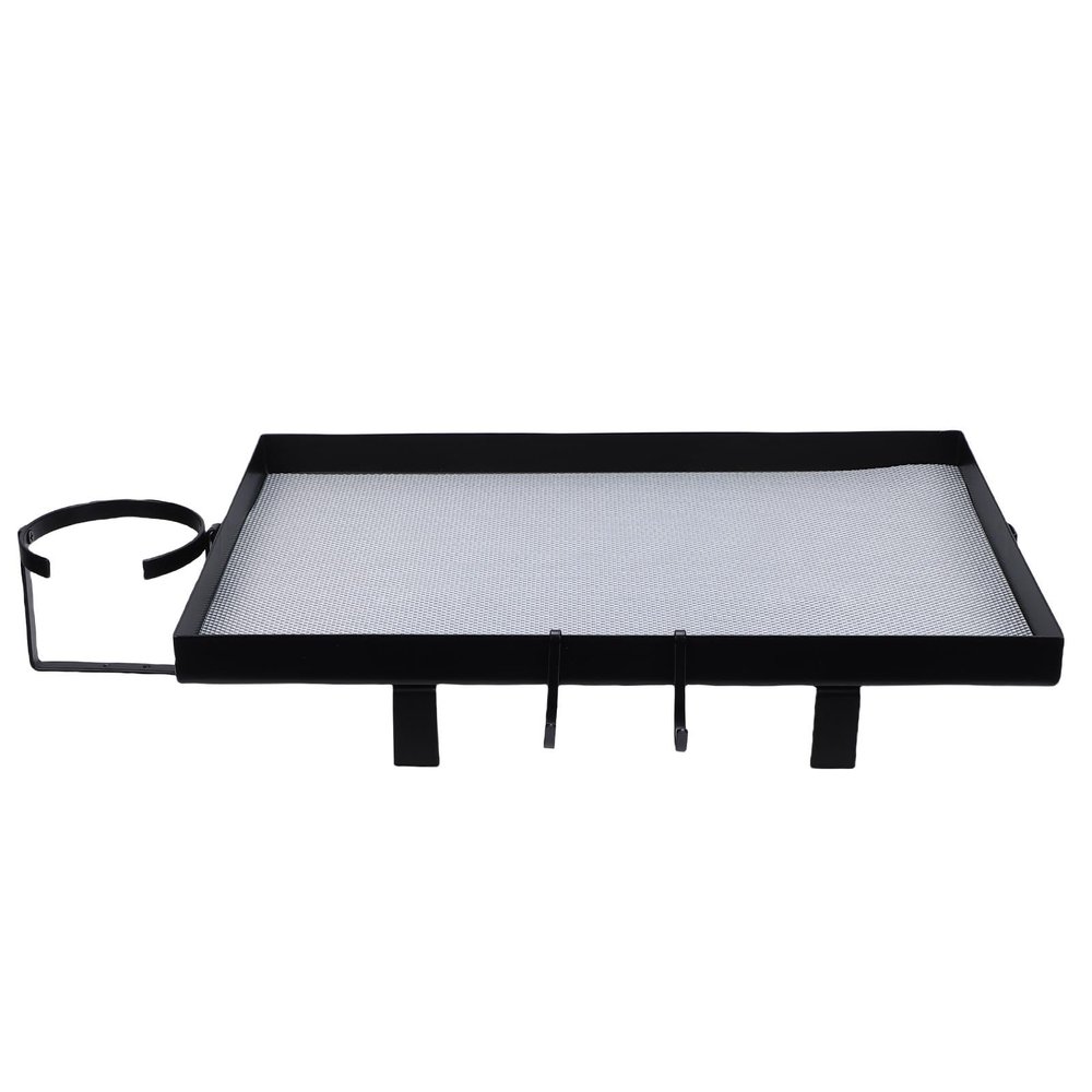 Space-Saving Bedside Shelf with Drink Holder, Clip-On Carbon Steel Tray for Bunk Beds and Dorm Rooms, 13.6 kg, Black
