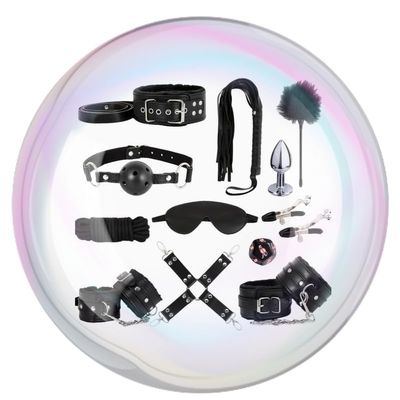 QiKKago Adjustable 12-Piece Leather Luxury Strap Set for All Types of Beds, Comfortable Adjustable Bedroom Spa Training Accessories-K + 7 (Black)