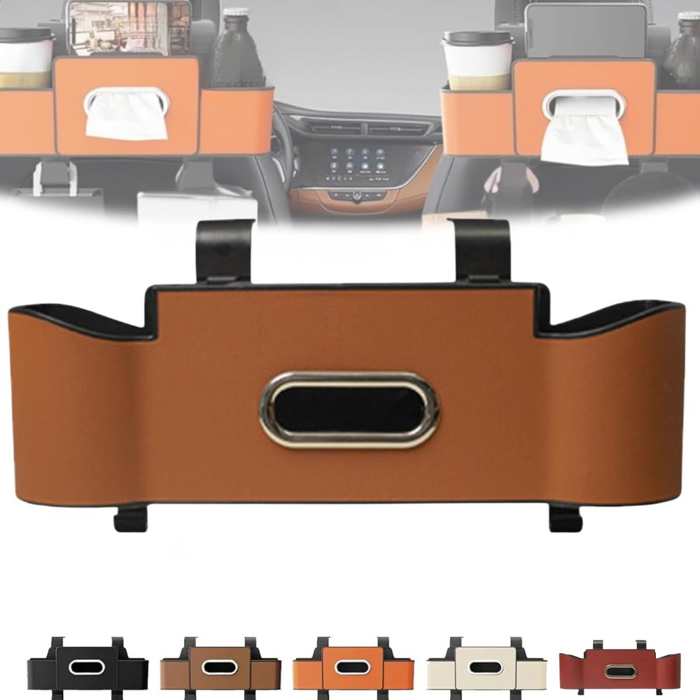 3-in-1 Car Backseat Organizer with Cup Holder, Tissue Box & Hooks