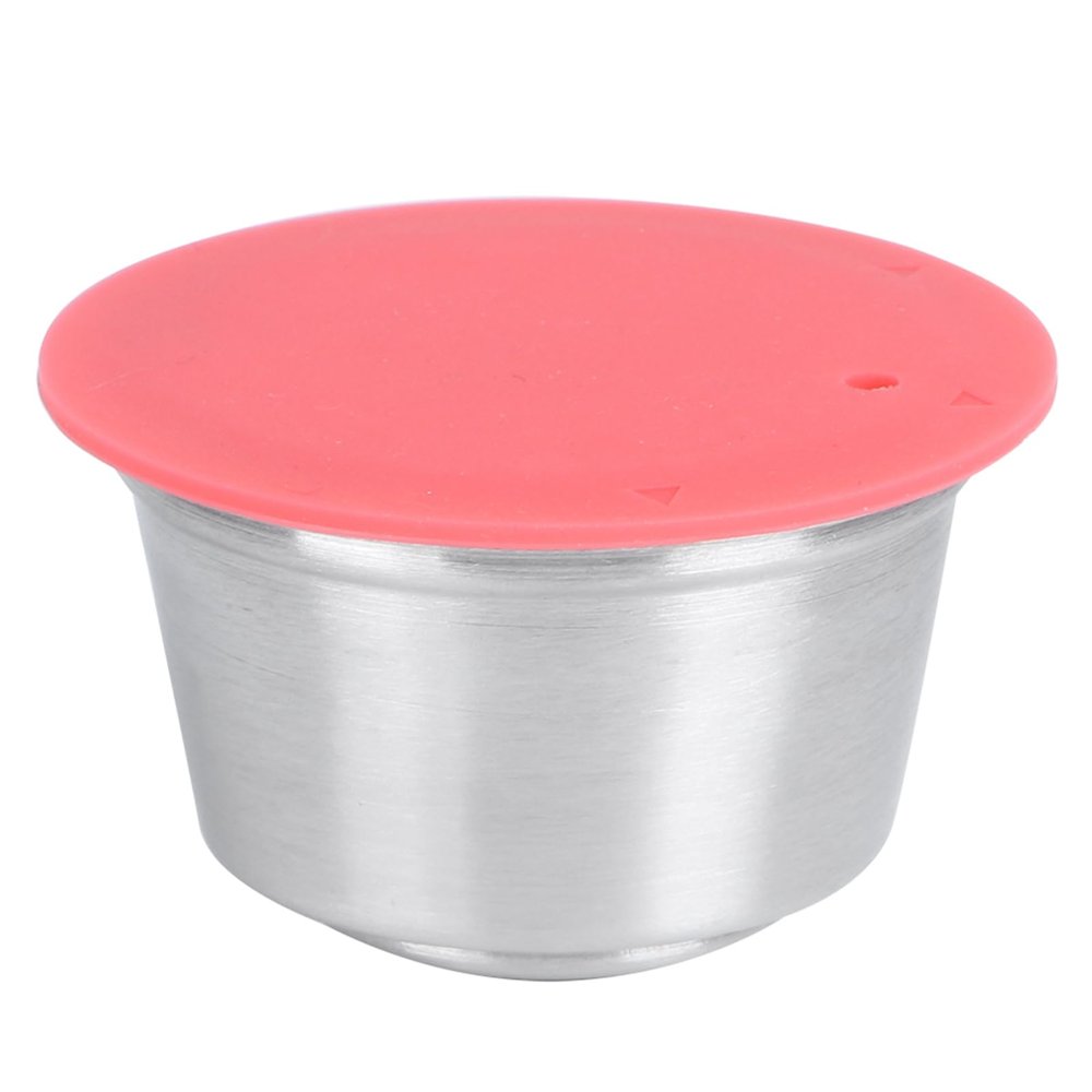 Fafeicy Reusable Capsule Coffee Pod Accessory, Stainless Steel, Eco-Friendly Design for Coffee Lovers and Home or Office, Compatible with Espresso Machines (Red)