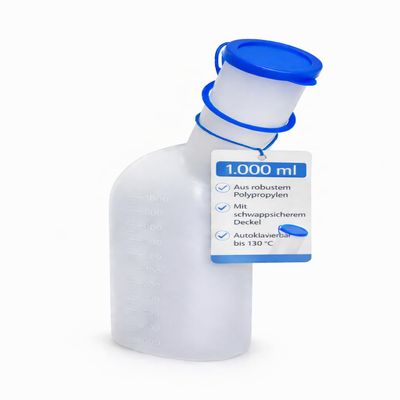 BUXMED Men's Urinal Bottle, 1 Liter, Polypropylene, with Lid
