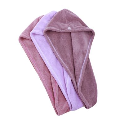 FRCOLOR Soft Coral Fleece Hair-Drying Caps, 3-Pack, Assorted Colors