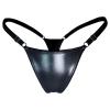 Women's Black Wetlook Latex Open-Crotch Panties view 4