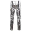 YOSUWOAI Men's Leather-Look Wet-Look Pants, Long Stretch Slim-Fit Motorcycle Biker Clubwear view 3