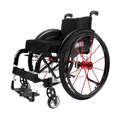 KXPSWGE Folding Self-Propelled Transfer Wheelchair, Aluminum, Double Cross-Brace, 15-inch Seat